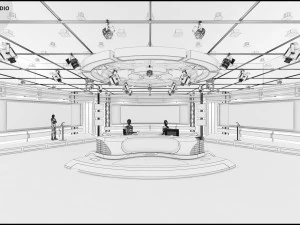 Virtual TV Studio News Set 1 3D Model