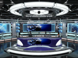 Virtual TV Studio News Set 1 3D Model