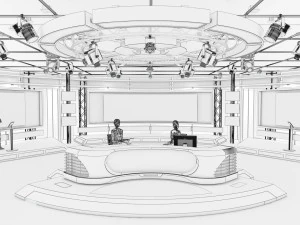 Virtual TV Studio News Set 1 3D Model
