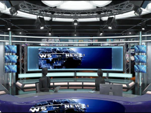 Virtual TV Studio News Set 1 3D Model