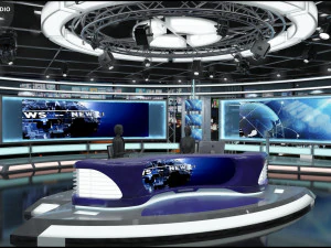 Virtual TV Studio News Set 1 3D Model