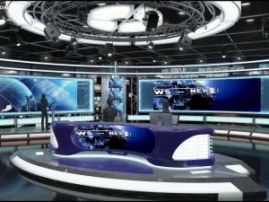 Virtual TV Studio News Set 1 3D Model