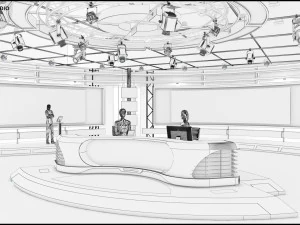 Virtual TV Studio News Set 1 3D Model
