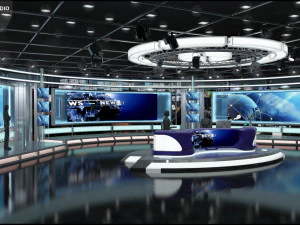 Virtual TV Studio News Set 1 3D Model