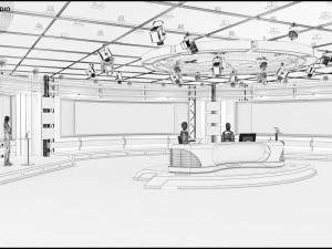 Virtual TV Studio News Set 1 3D Model