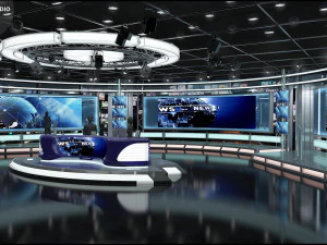 Virtual TV Studio News Set 1 3D Model