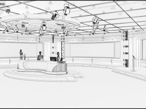 Virtual TV Studio News Set 1 3D Model