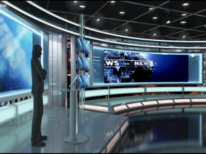 Virtual TV Studio News Set 1 3D Model