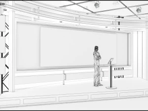 Virtual TV Studio News Set 1 3D Model