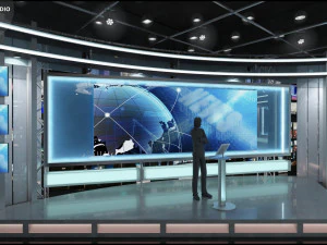 Virtual TV Studio News Set 1 3D Model