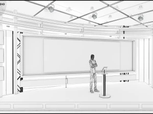 Virtual TV Studio News Set 1 3D Model