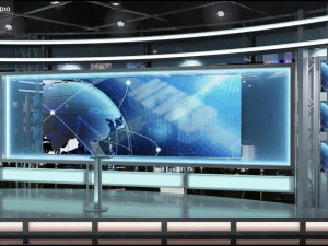 Virtual TV Studio News Set 1 3D Model