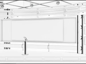 Virtual TV Studio News Set 1 3D Model