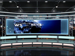 Virtual TV Studio News Set 1 3D Model