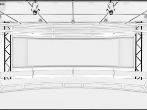 Virtual TV Studio News Set 1 3D Model