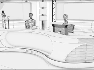 Virtual TV Studio News Set 1 3D Model