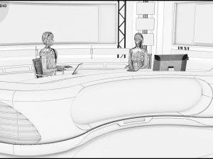 Virtual TV Studio News Set 1 3D Model