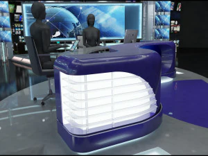 Virtual TV Studio News Set 1 3D Model