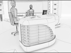 Virtual TV Studio News Set 1 3D Model