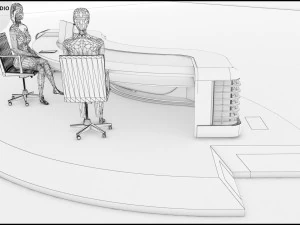 Virtual TV Studio News Set 1 3D Model