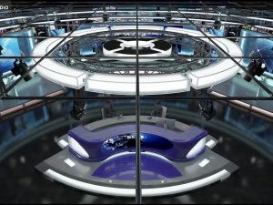 Virtual TV Studio News Set 1 3D Model