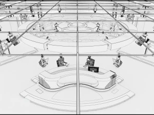Virtual TV Studio News Set 1 3D Model