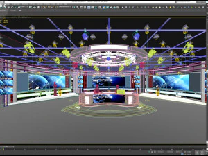 Virtual TV Studio News Set 1 3D Model