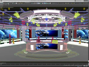 Virtual TV Studio News Set 1 3D Model