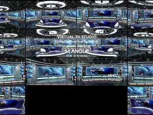 Virtual TV Studio News Set 1 3D Model