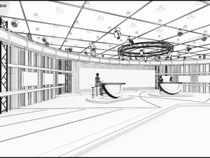 Virtual TV Studio News Set 3 3D Model