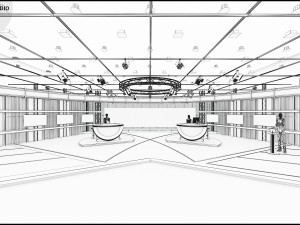 Virtual TV Studio News Set 3 Modello 3D