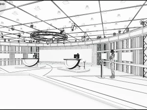 Virtual TV Studio News Set 3 3D Model