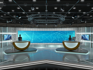 Virtual TV Studio News Set 3 Modello 3D