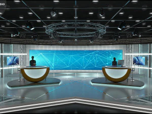 Virtual TV Studio News Set 3 3D Model