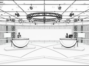 Virtual TV Studio News Set 3 Modello 3D