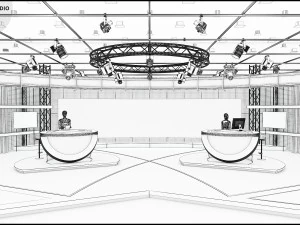 Virtual TV Studio News Set 3 3D Model