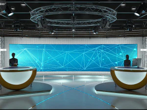 Virtual TV Studio News Set 3 3D Model