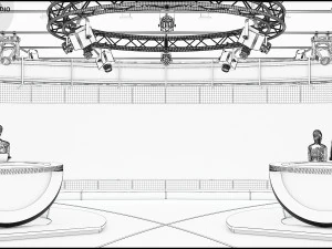 Virtual TV Studio News Set 3 3D Model