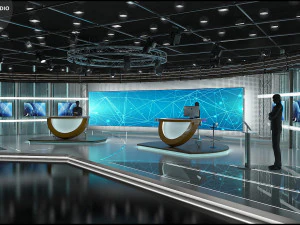 Virtual TV Studio News Set 3 3D Model