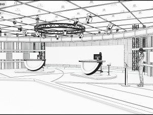 Virtual TV Studio News Set 3 Modello 3D