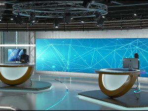 Virtual TV Studio News Set 3 3D Model