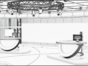 Virtual TV Studio News Set 3 Modello 3D