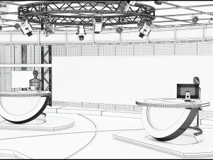 Virtual TV Studio News Set 3 3D Model