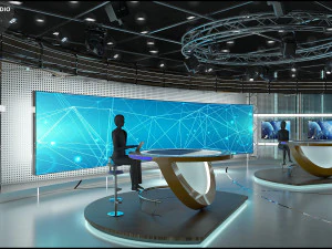 Virtual TV Studio News Set 3 3D Model
