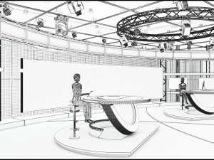 Virtual TV Studio News Set 3 Modello 3D