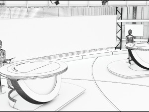Virtual TV Studio News Set 3 Modello 3D