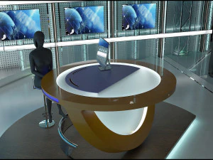 Virtual TV Studio News Set 3 3D Model