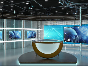 Virtual TV Studio News Set 3 Modello 3D