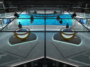 Virtual TV Studio News Set 3 3D Model