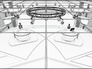 Virtual TV Studio News Set 3 3D Model